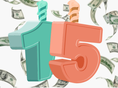 15th Birthday Candles and Money