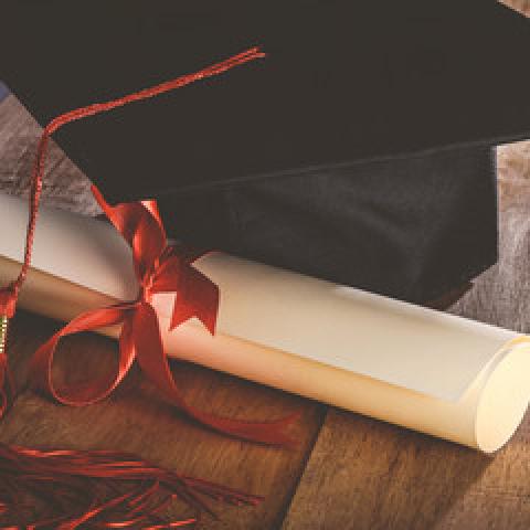 graduation cap and diploma